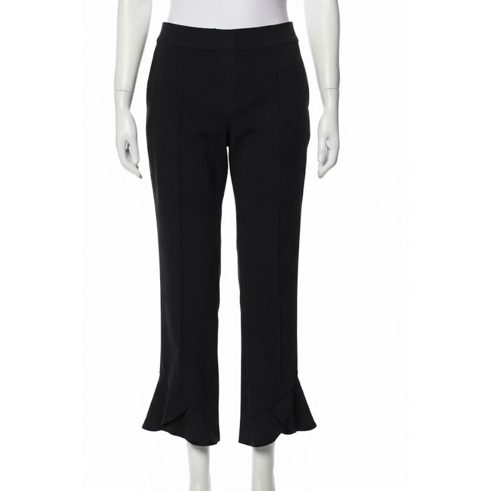 VTG 90s INC International Concepts Black Ruffle Hem Cropped Pants 16 Trousers